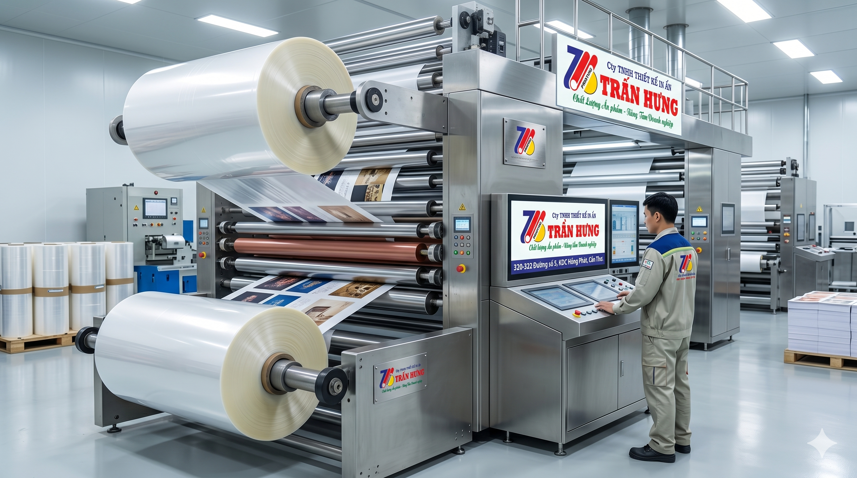 hệ thống máy cán màng PE tự động tại Trấn Hưng